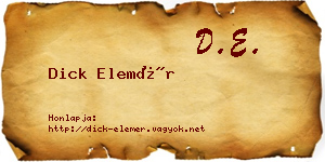Dick Elemér névjegykártya